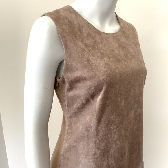 Soft Surroundings Faux Suede Sleeveless Asymmetric Hem Dress Brown M - Picture 7 of 7